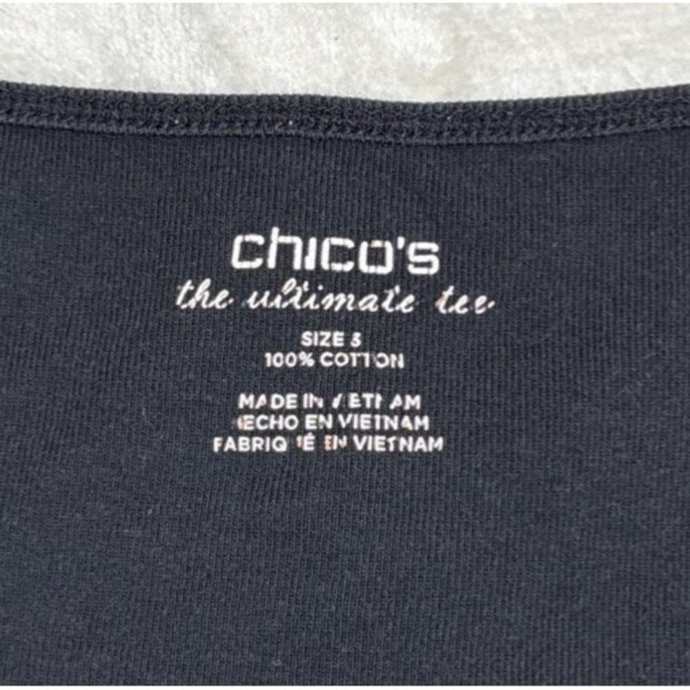 Chicos T Shirt Top‎ Womens XL 3 Black Short Sleeve V Neck Ultimate Tee - Picture 3 of 6